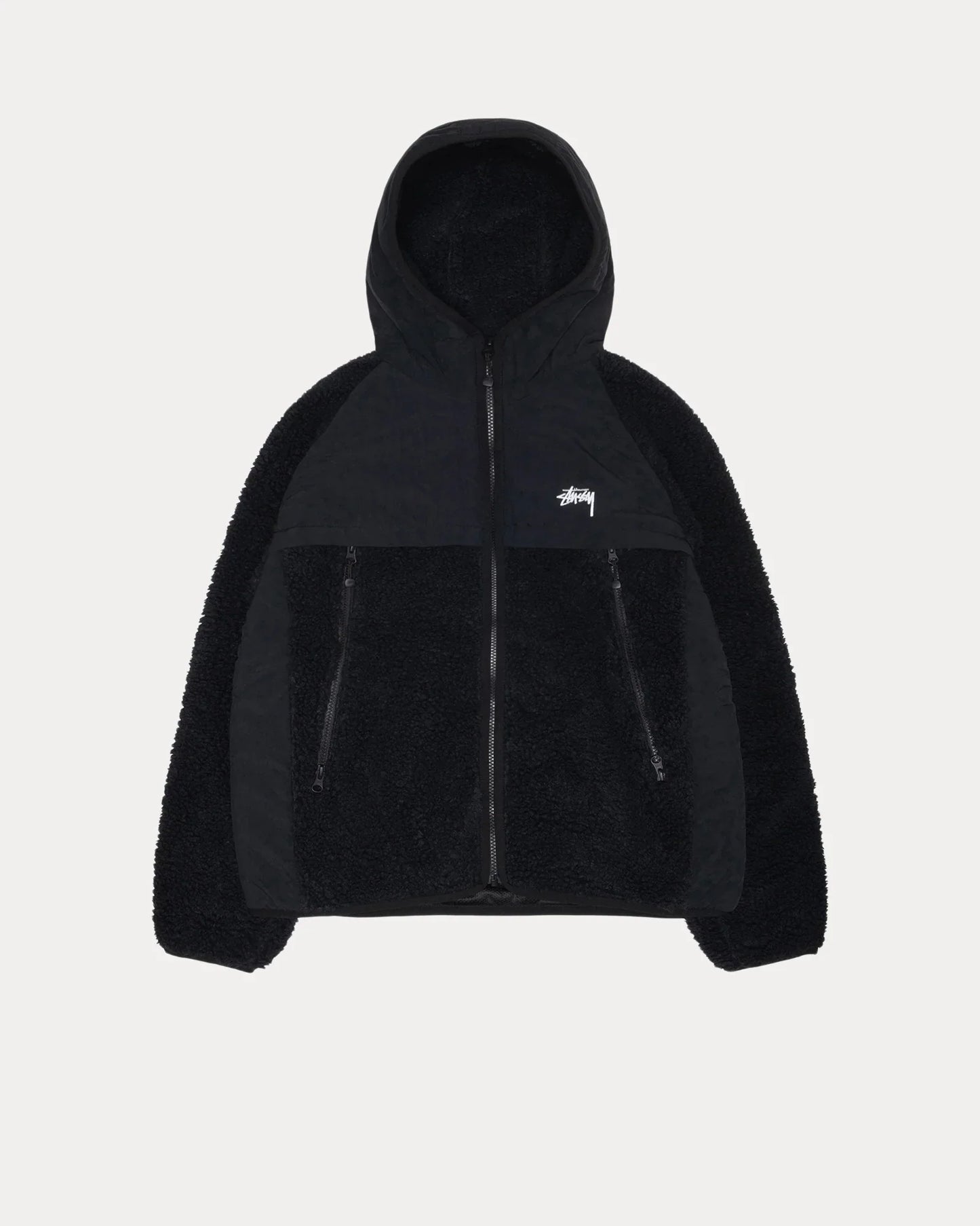STUSSY SHERPA PANELED HOODED JACKET