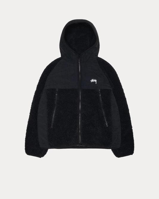 STUSSY SHERPA PANELED HOODED JACKET